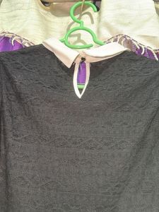Vintage Black Textured Collared Top