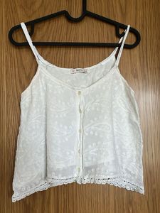 White Embroidered Cami Top