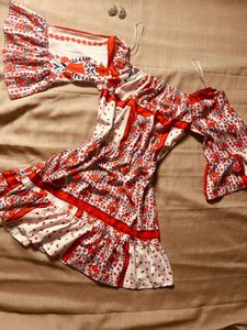 Boho Floral Print Off-Shoulder Dress