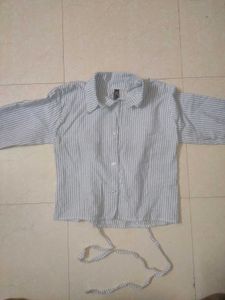 Striped Corset Button-Down Shirt