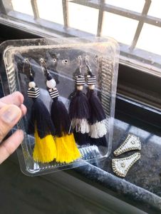 Boho Tassel Earrings and hairpin