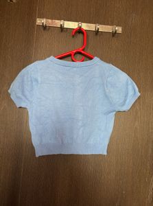 Cute Blue Cloud Face Crop Top
