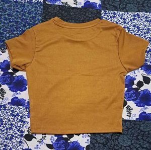 Shein Brown Bow Detail Crop Top
