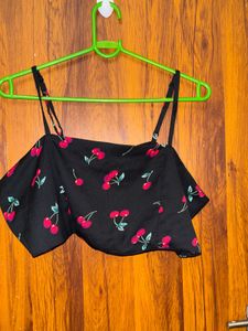 Berrylush Black Cherry Print Crop Top &amp; Skirt Set