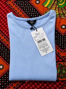 Light Blue Ribbed Long Sleeve Top