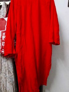 Red Embroidered Kurta
