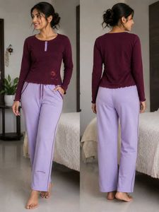 Lovable Burgundy & Lavender Sweatpants Set