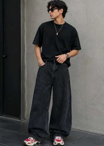 Stylish Wide Leg Washed Black Jeans