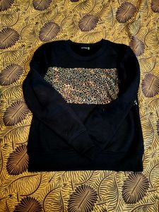 Sparkly Sequin Detail Black Sweatshirt