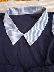 short frock like top blue and white color