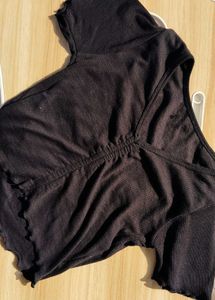 Chic Black Lettuce Trim Top