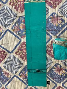 Elegant teal unstitch cotton suit