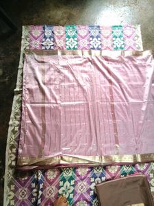 Pink &amp; Gold Sari Fabric