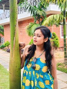 Blue Lemon Print Strapless Co ord set