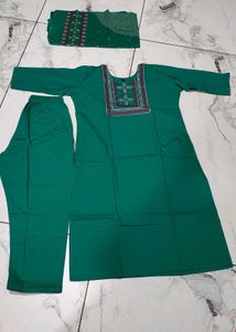 Green Embroidered Kurta Set XXL