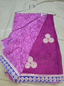 Beautiful Purple Embroidered Saree