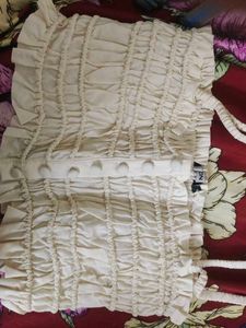Smocked Cream Top with Ruffle Detail