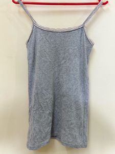 Gray Tank Top with Lace Trim