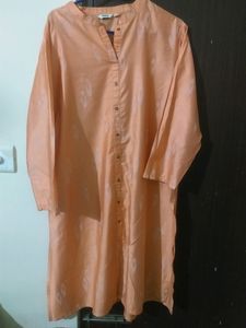 Max Orange Chanderi Silk Kurti.