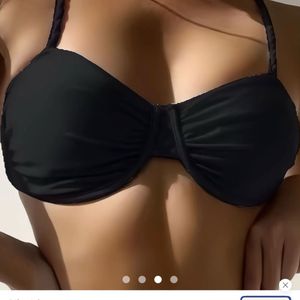 Chic Black Ruched Bikini Set