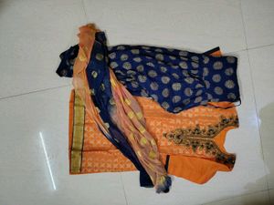 Blue dress with Musical Instrument Print