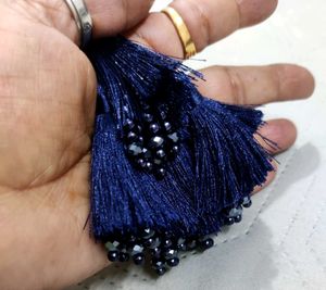 Deep Blue Double Tassel Silk And Bea