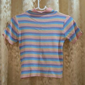 Pastel Striped Mock Neck Top