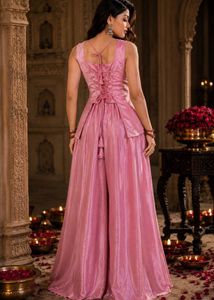 Pink Adjustable Choli with flowy plazzo