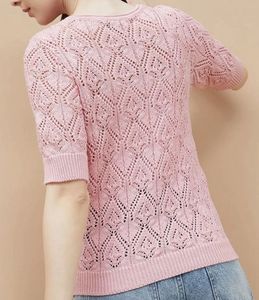 Chic Pink Crochet Knit Top