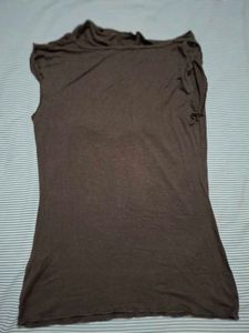 Elegant Brown Cowl Neck Top