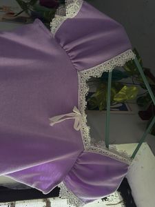 Sweetheart Lace Trim Purple Top