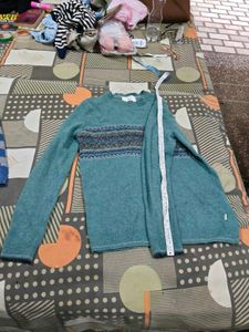 Cozy Teal Fair Isle Knit Sweater