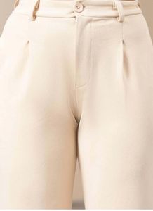 Cream Wide Leg high rise Trousers