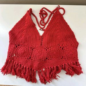 Crochet Halter Neck Crop Top