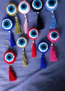 Handmade Crocheted Evil Eye Charms & Keychains