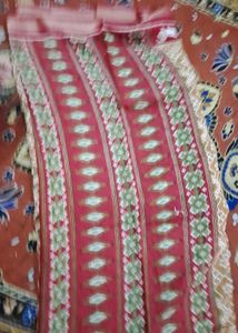 Vibrant Red Saree with Geometric Print