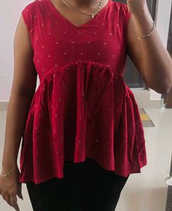 Chic Red Peplum Top