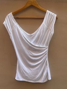 White Ruched Wrap Top