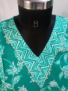 Brand New Green Shade Cotton Kurti Set