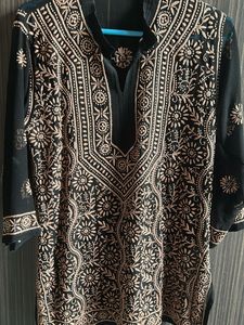 Black Chikankari Embroidered Kurta