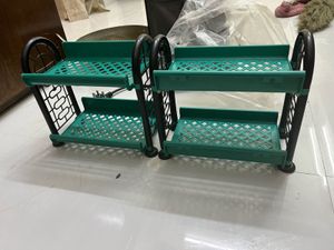 2 Tier Green Plastic Organizer Shelf (2pc)