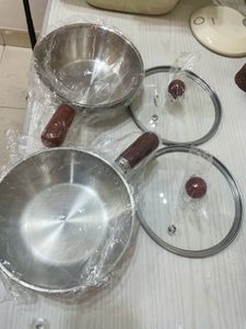 2pcs Stainless Steel Pot with Lid