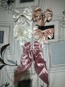 Set of 5 Satin Bow Hair Clips