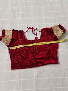 Festive Cream Saree with Red Blouse