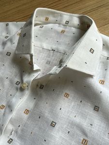 Men's White Short Sleeve Printed Shirt