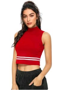 Red Sleeveless Crop Top