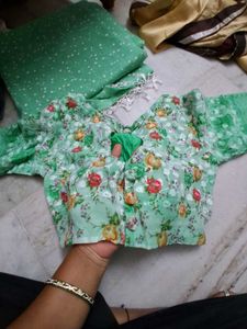 Floral Print Designer Blouse and saree