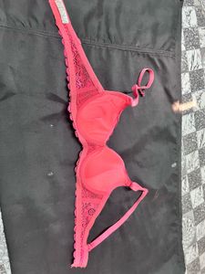 neon pink  Lace Bra