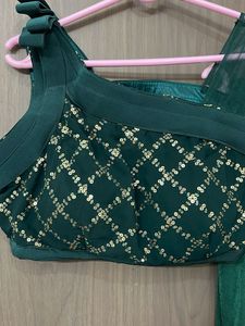 Readymade Green Saree with Embellished Blo