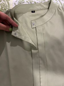Pretty Pale Olive Chinese Collar Shirt